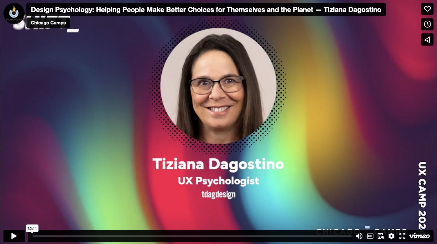colorful graphic showing a cartoon-style black and white brain, on a blue circle, on a white background. There is a turquoise border.The title is: What in the world is UX Psychology?